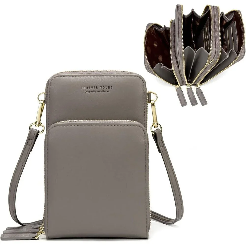 Small Leather Crossbody Bag for Women Compact Multi-Function Handheld